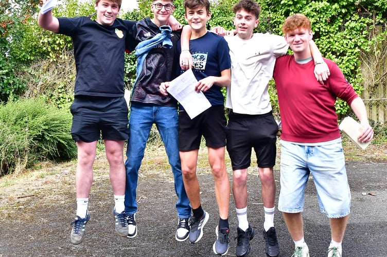 Celebration times for these students at Torpoint Community College after they received their GCSE results (Picture: Andy Campfield)