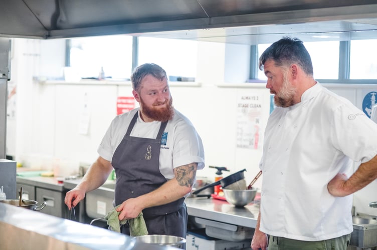 Cornwall - Chef judge Nathan Cornwall and Lewis Nicholas, SW Young Professional Chef of the Year 2023.
