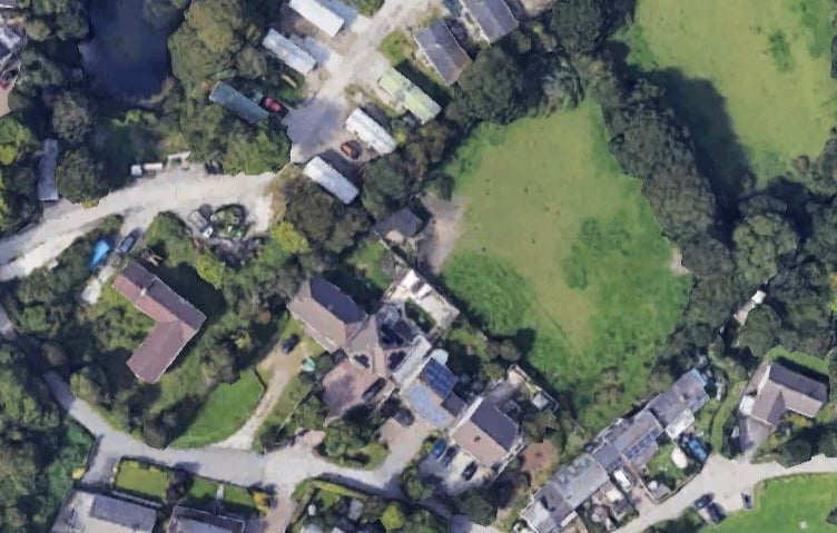 An aerial view of the land at the centre of the application in Bugle. (Picture: Google Earth)