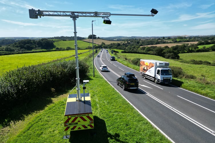 An image of the Acusensus AI camera system in use at Landrake in South East Cornwall (Picture: Devon and Cornwall Police)