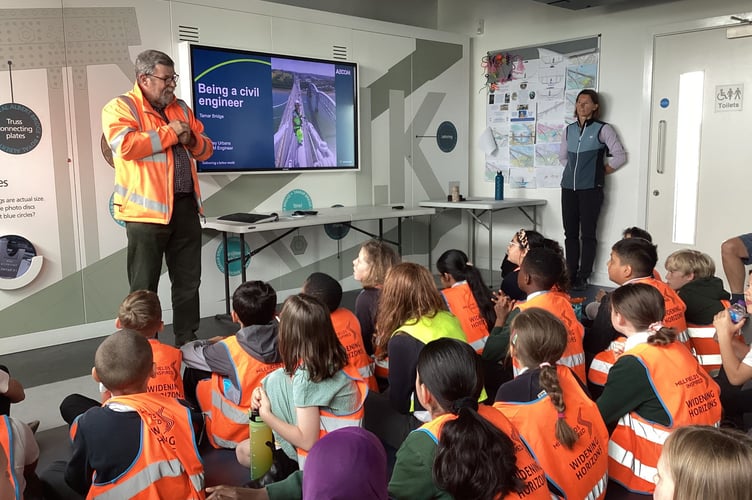 Youngsters learning all about both the Tamar Bridge and Royal Albert Bridge at the centre's learning centre
