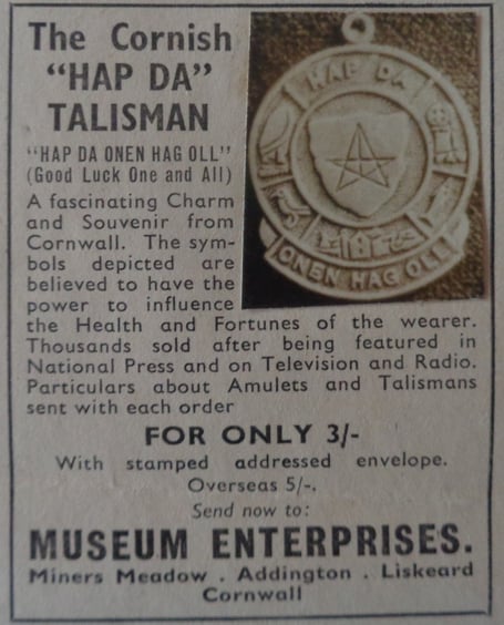 William Paynter's advertisement for the 'Hap Da' talisman
