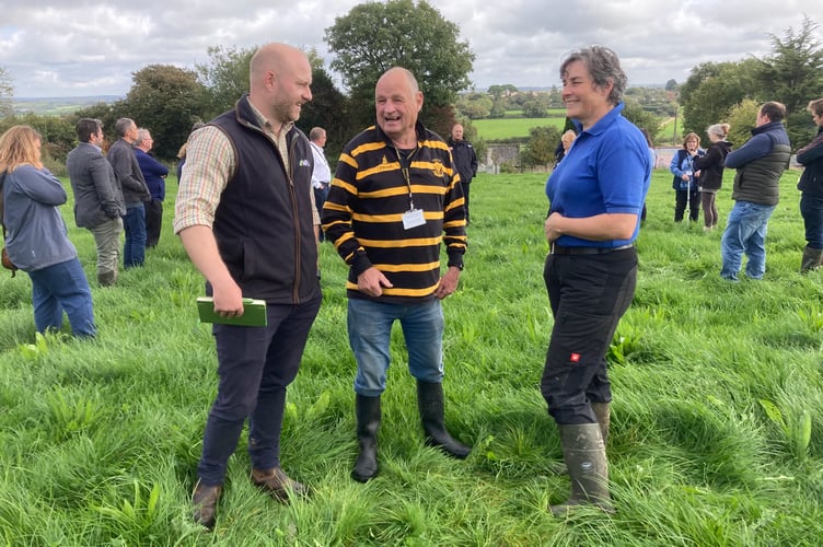 Cornwall councillor Jim Candy (centre) was invited by the National Farmers Union to a farm visit hosted by the Whell family at Leyonne, near Fowey. 