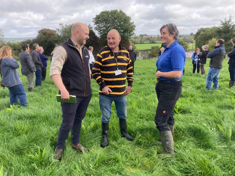 Cornwall councillor Jim Candy (centre) was invited by the National Farmers Union to a farm visit hosted by the Whell family at Leyonne, near Fowey.