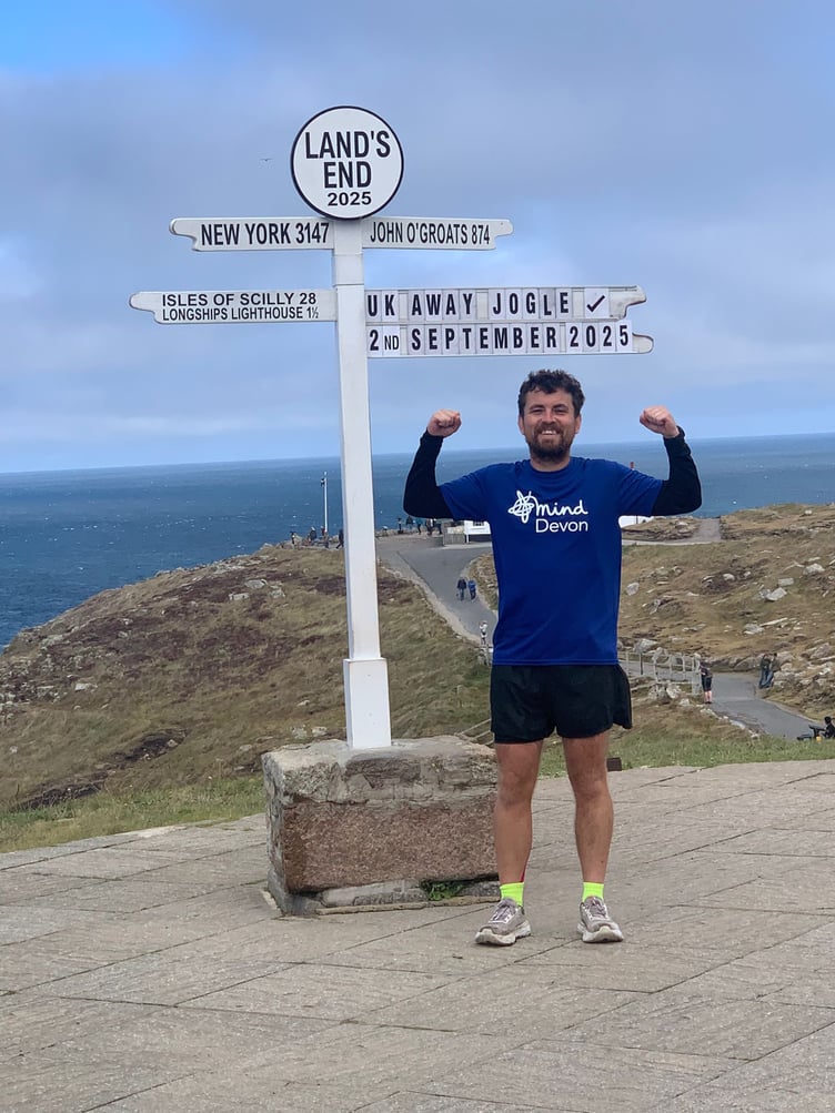 Keegan Woodhall ran from John O'Groats to Land's End in aid of the mental health charity, Devon Mind