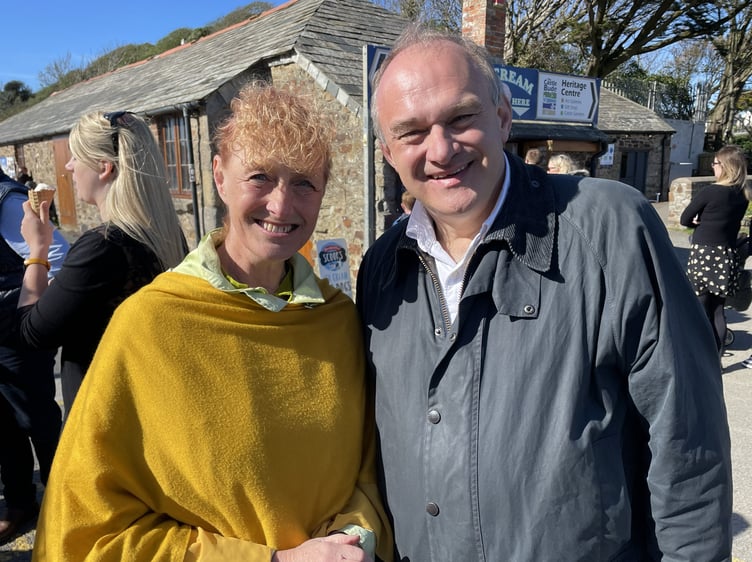 Cornwall councillor Hilary Frank alongside Liberal Democrats leader Ed Davey