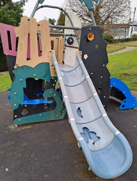 The vandalised play equipment in Thorn Park in Liskeard has meant this slide is out of action (Picture: Liskeard Town Council)
