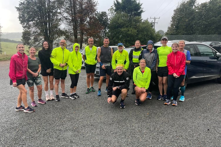 Craig Vaughnley pictured just nine weeks after undergoing surgery with other members of the East Cornwall Harriers