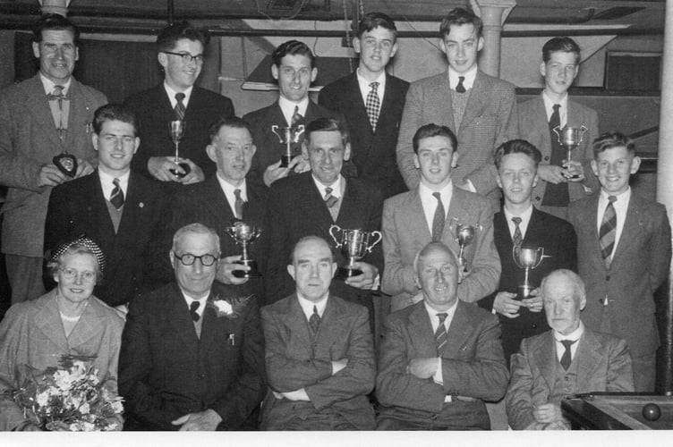 Congregational Chapel Young Men's Club presentation evening. Jack Bice is seated second right. Photograph courtesy of Liskeard Museum.