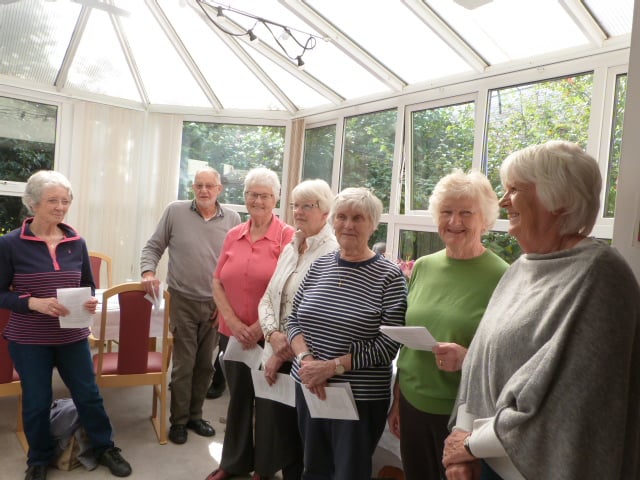 Methodist churchgoers preparing to sing at Hillsborough Residential Home in Callington