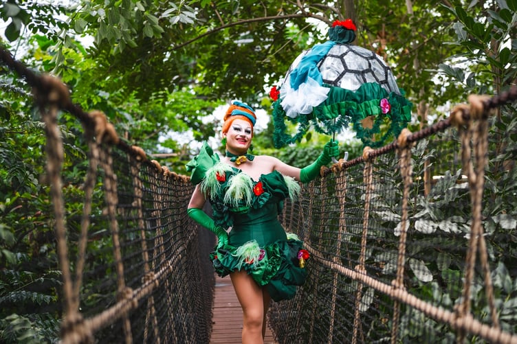 Pasty at the Eden Project in the Eden-themed outfit.