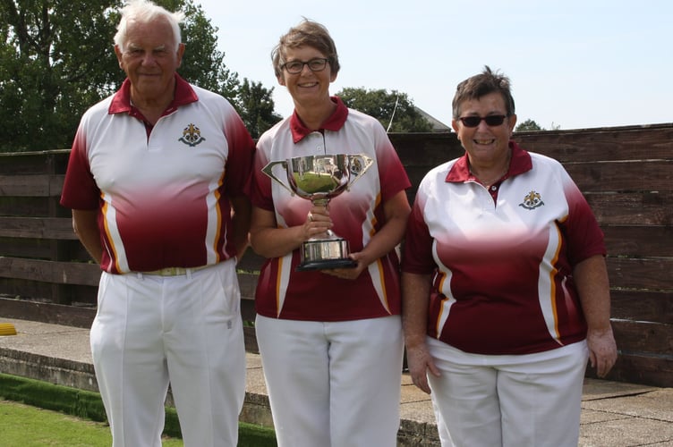 Peter Bourne, Chris Harrison (centre) and Sylvia Wilcocks took home the Jubilee Triples prize.