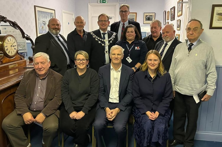 Photo attached of Anna Gelderd MP with Minister for the Armed Forces, Al Carns, at Torpoint Council with members of the Royal British Legion and local veterans.