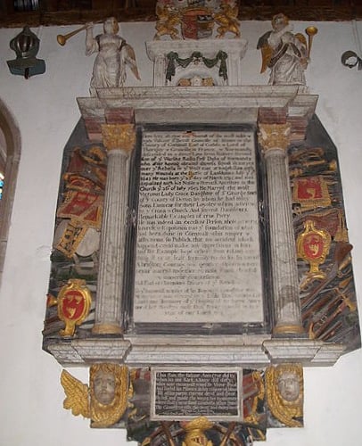 Memorial to Cornish hero Sir Bevel Grenville at Kilkhampton Church