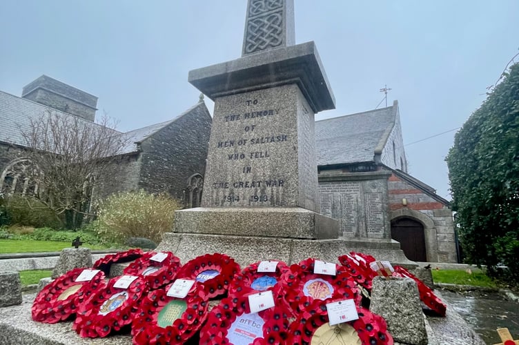 A large number of wreaths were laid at the Saltash War Memorial