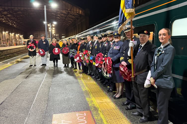 The Night Riviera Sleeper from Penzance was the first of the 2025 trains to leave for London, flanked by a guard of honour.