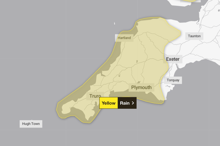 Met Office Cornwall Weather Warning
