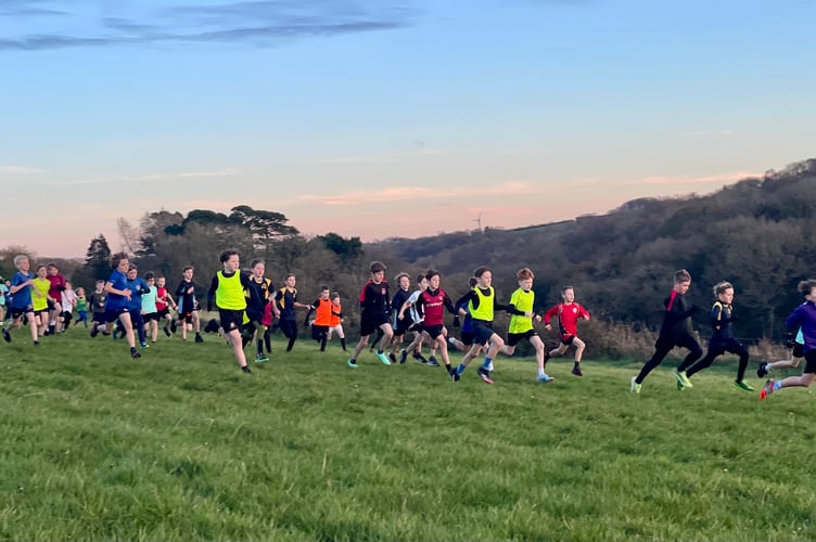 Off to a flying start in the Year 5/6 Boys race at Great Trethew