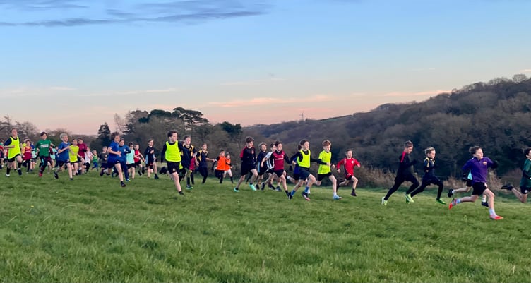 Off to a flying start in the Year 5/6 Boys race at Great Trethew