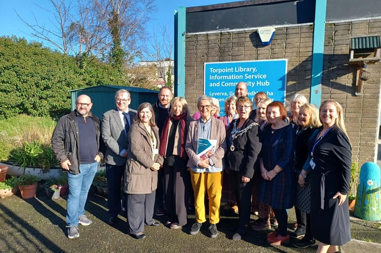Cornwall councillor Sarah Preece was welcomed by a Torpoint delegation as part of their “Pride in Place” celebrations