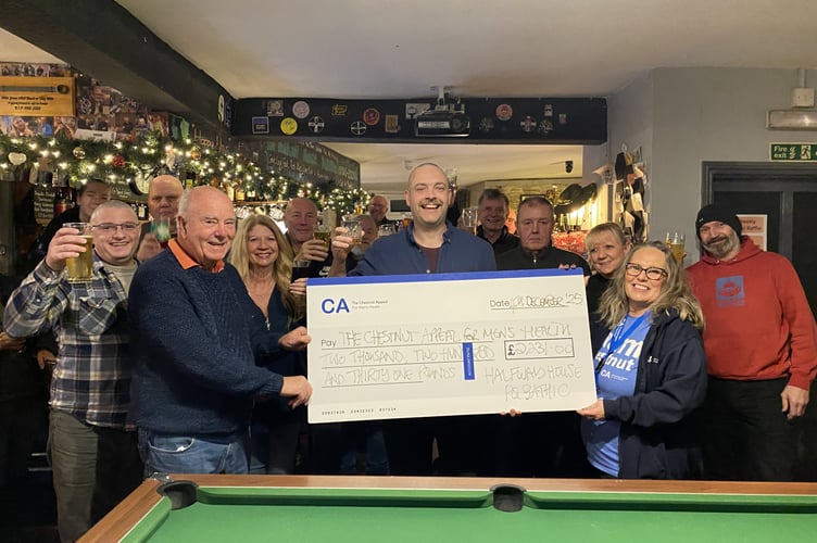 Halfway House landlord Lloyd Halliday was about to hand over a cheque for £2,231 to the Chestnut Appeal