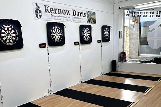 The new shop in St Austell has a small darts venue with four oches built in.