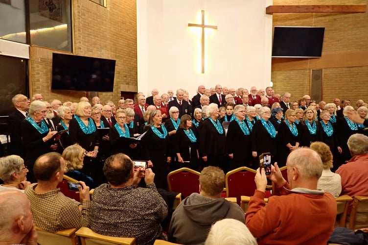 The whole assembled choirs including Keltique ladies choir perform at Saltash Methodist Church
