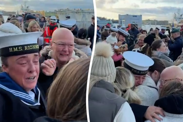 Leading Seaman Jessie Mason, 23, was filmed landing on the dock at HMNB Devonport in Plymouth.