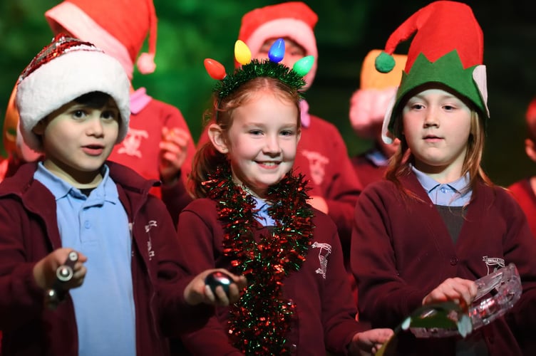 Children from Dobwalls Primary School performing their Christmas Concert at Carnglaze Caverns