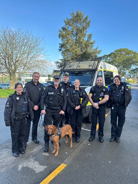 Drugs dog Skye encourages students to paws-for-thought around illegal substances.