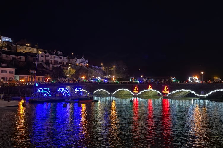 Tractors making their way across the bridge in Looe