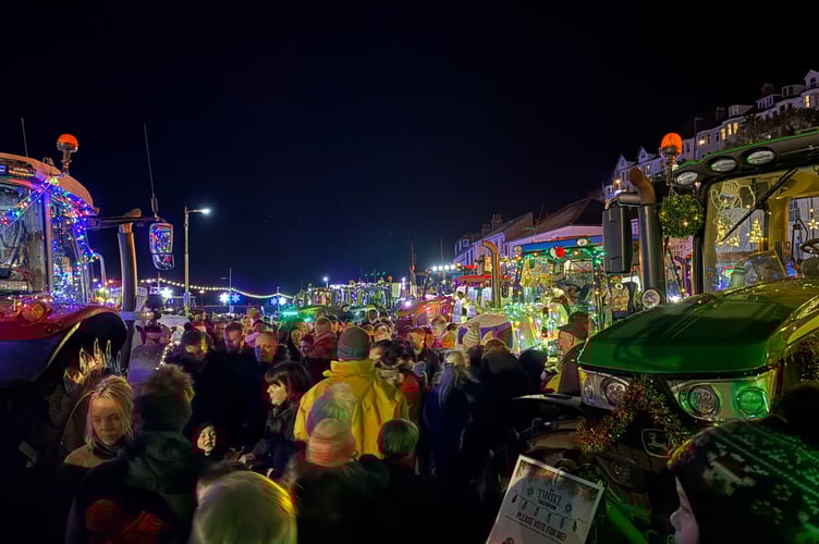Crowds took the opportunity to see the tractor up close on Looe Harbourside