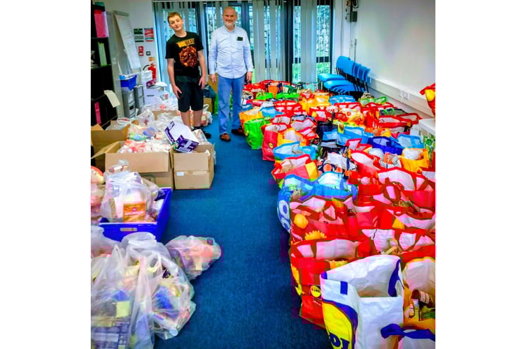 St Austell Foodbank Christmas hampers.
