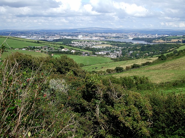 The city of Plymouth as viewed from Donkey Lane next to the former Whitesand Bay Battery where now the Whitsand Bay Holiday Park stands