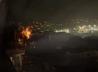Power lines captured sparking and burning across Cornwall