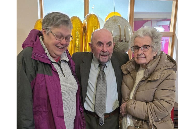  Cyril’s sister, Sheila Hodge (right) travelled from Liskeard, along with his niece Julie Ellis from Plymouth to celebrate his 100th birthday