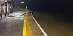 Storms turn Cornwall railway into canal
