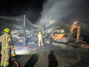 Fire crews tackle large blaze at commercial shed in Roche
