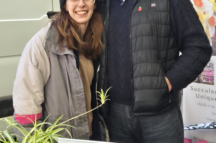 Mike Allsopp of Liskeard and Looe Radio pictured with market organiser Alisha Brown (Picture: Liskeard and Looe Radio)