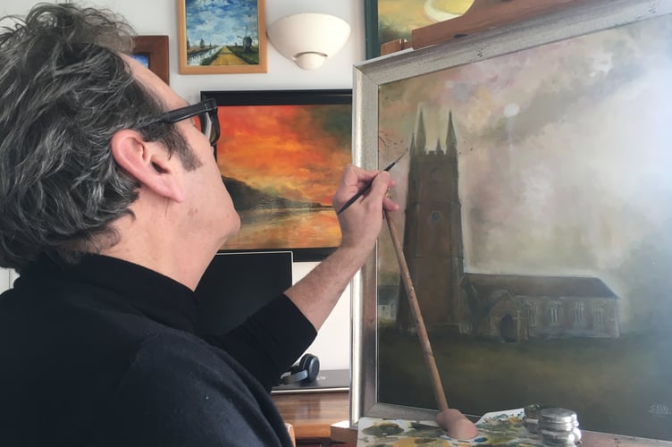 This original painting by St Cleer artist Chris Bashford will take centre stage this Saturday in the raffle at the “Rock the Bells” fundraising concert