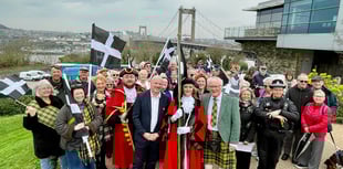 Bridge walk and songs mark St Piran’s Day in Saltash