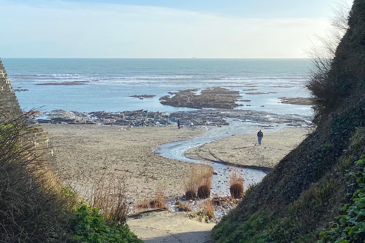 A stream snakes its way into the sea at Downderry. (Picture: Andrew Townsend)