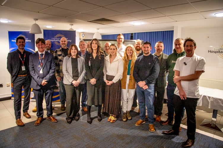 Students, staff and guests at the launch of the Cornwall College Hospitality Academy at Cornwall College Camborne.