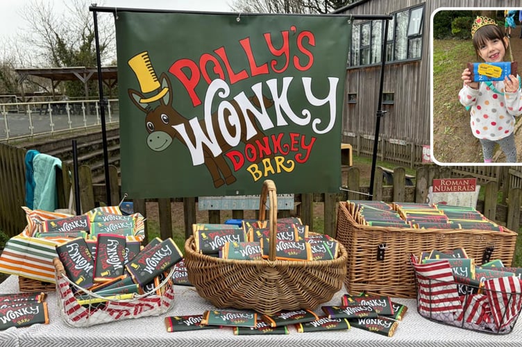 Pupils at Sir Robert Geffery's Primary School helped raise funds by selling “Polly’s Wonky Donkey Chocolate Bars” - (inset) one of the lucky Golden Ticket winners