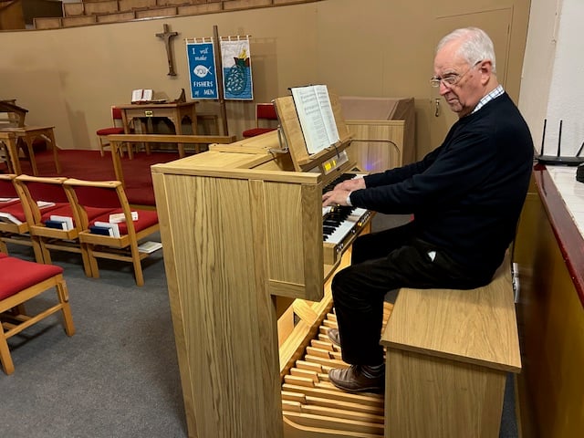 Organist Ken Pethick prepared the newly installed Wyvern organ at the Callington Methodist Church