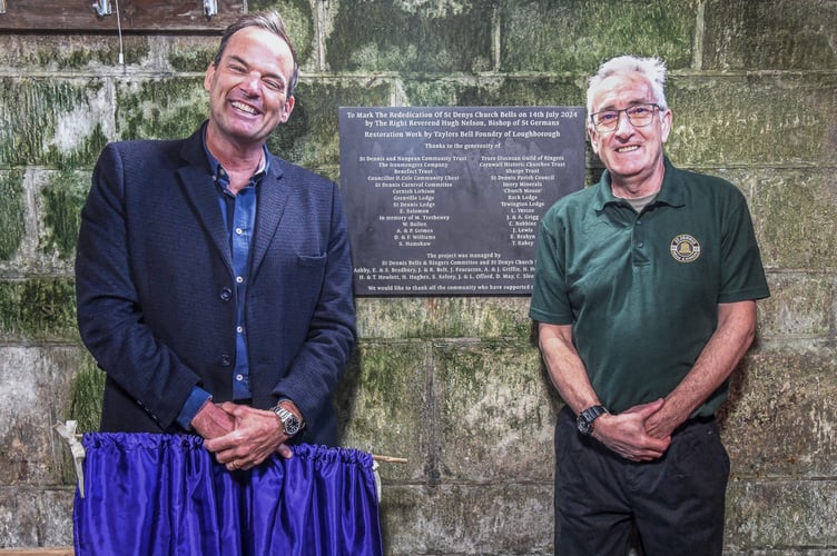 Johnny Cowling with St Dennis tower captain Steve Bradbury. (Picture: Derek R Williams)