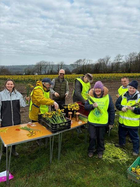 Members of the Torpoint and Rame Lions Club successfully raised funds for charity through its annual daffodil sale