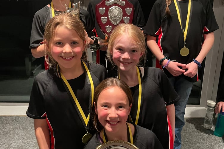 The winning Year 3/4 Girls team from Stoke Climsland
