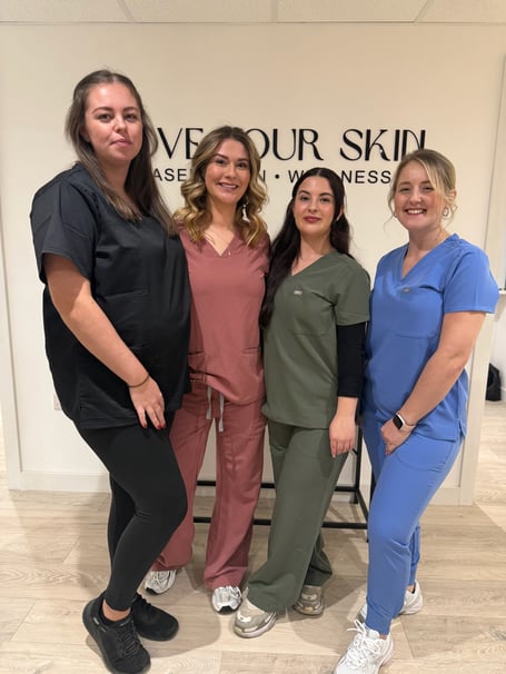Owner and lead specialist Hannah Mortimore (second left) with her team at Love Your Skin UK