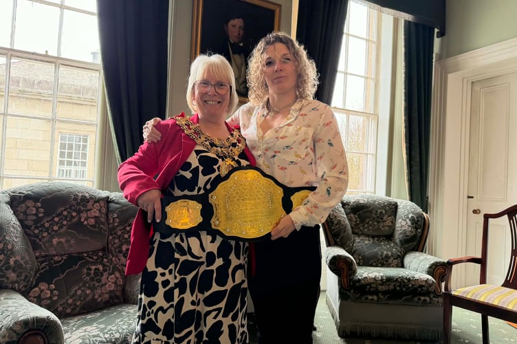 Cllr Liz Ahearn, the mayor of Bodmin (left) pictured with Emma Jefferson (Picture: Bodmin Town Council)